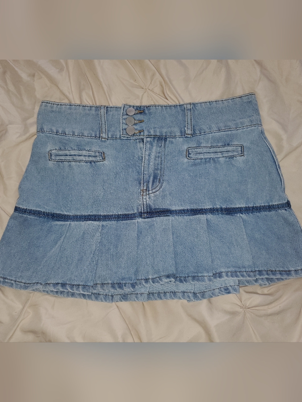 SHEIN Light Blue Denim Tiered Mini Skirt